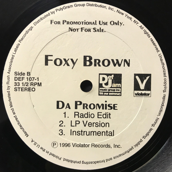 Foxy Brown - Get Me Home, Hip Hop, 1996 - Def Jam Music Group Inc., Violator, US, Vinyl 1x 12", 33 ⅓ RPM, Promo, Stereo