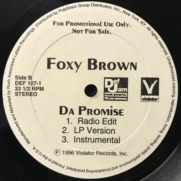 Foxy Brown - Get Me Home, Hip Hop, 1996 - Def Jam Music Group Inc., Violator, US, Vinyl 1x 12", 33 ⅓ RPM, Promo, Stereo