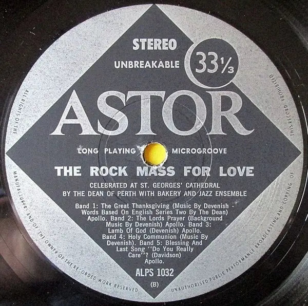 Bakery - Rock Mass For Love, Rock, Prog Rock, 1971 - Astor, Australia, Vinyl 1x LP, Album