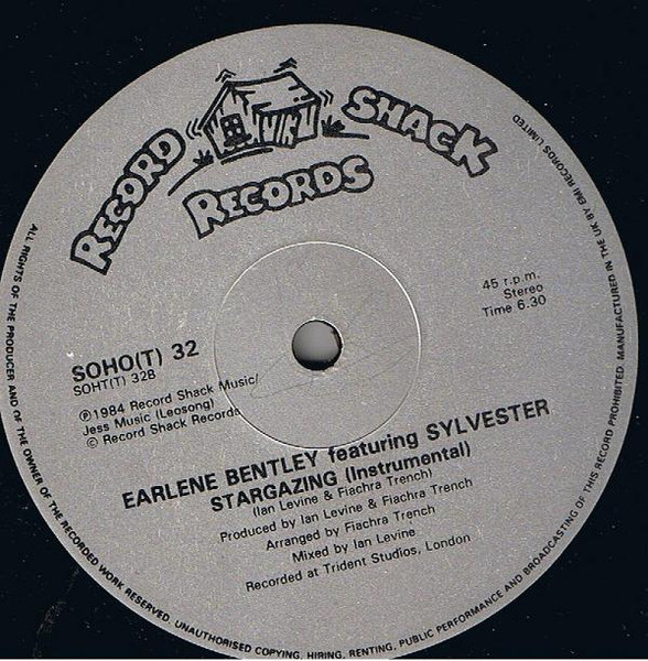 Earlene Bentley Featuring Sylvester - Stargazing, Electronic, Hi NRG, 1984 - Record Shack Records, UK, Vinyl 1x 12", 45 RPM