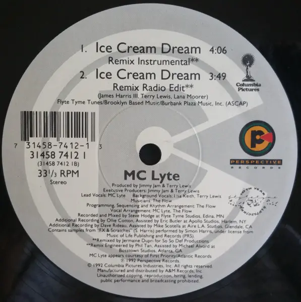MC Lyte - Ice Cream Dream, Hip Hop, 1992 - Perspective Records, US, Vinyl 1x 12", 33 ⅓ RPM