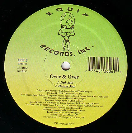 Kenny Bobien - Over & Over - 1998 - Garage House, House - Equip Records - Vinyl 1x 12", 33 ⅓ RPM