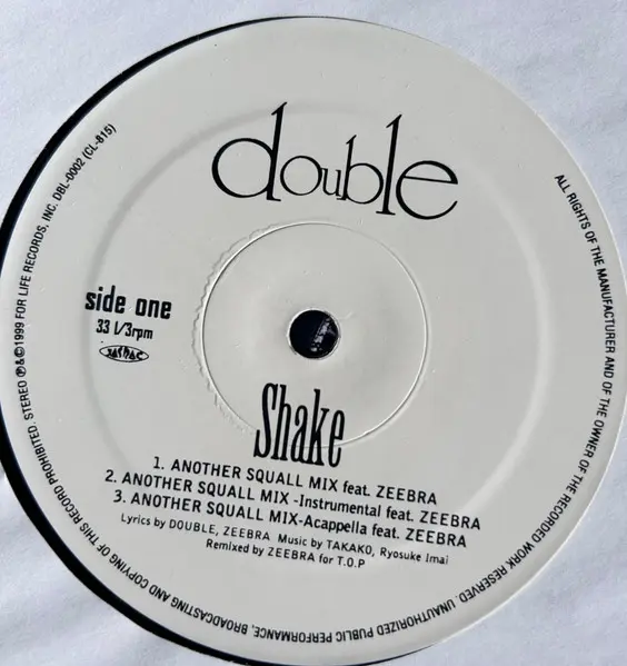 Double (2) - Shake, Funk / Soul, Hip Hop, Pop, Contemporary R&B, J-pop, 1999 - For Life Records, Japan, Vinyl 1x 12", 33 ⅓ RP