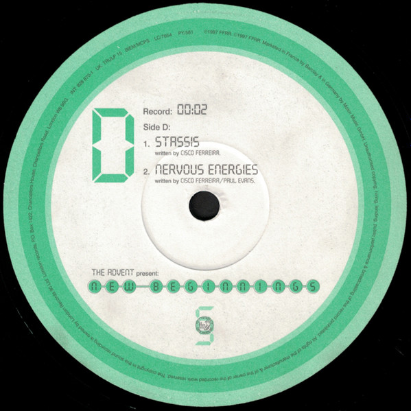 Advent, The - New Beginnings, Electronic, Electro, Techno, 1997 - FFRR, Internal, UK & Europe, Vinyl 2x 12", 33 ⅓ RPM, Album