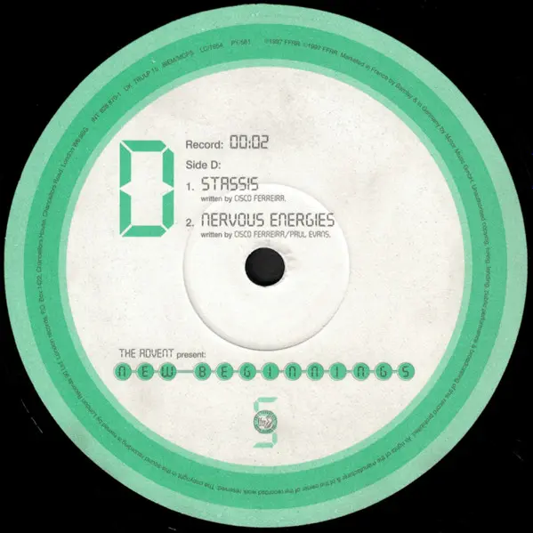 Advent, The - New Beginnings, Electronic, Electro, Techno, 1997 - FFRR, Internal, UK & Europe, Vinyl 2x 12", 33 ⅓ RPM, Album