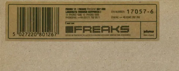 Freaks - Day One, Electronic, Abstract, Deep House, Minimal, 1996 - Phono, UK, Vinyl 1x 12", 33 ⅓ RPM