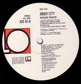 Inner City - Paradise Remixed, Electronic, Garage House, Techno, 1990 - 10 Records, UK, Vinyl 1x LP, Compilation, Stereo