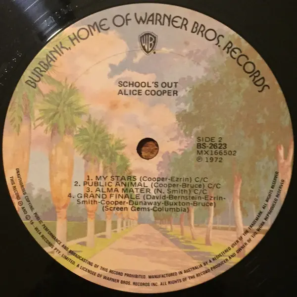 Alice Cooper - School's Out, Rock, Hard Rock, 1972 - Warner Bros. Records, Australia, Vinyl 1x LP, Album, Reissue Burbank Lab