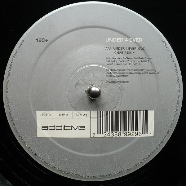 16C+ - Under 4 Ever, Electronic, Progressive House, 2001 - Additive, UK, Vinyl 1x 12", 33 ⅓ RPM