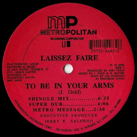 Laissez Faire - To Be In Your Arms - 1992 - Freestyle - Metropolitan Recording Corporation - Vinyl 1x 12", 33 ⅓ RPM, Single