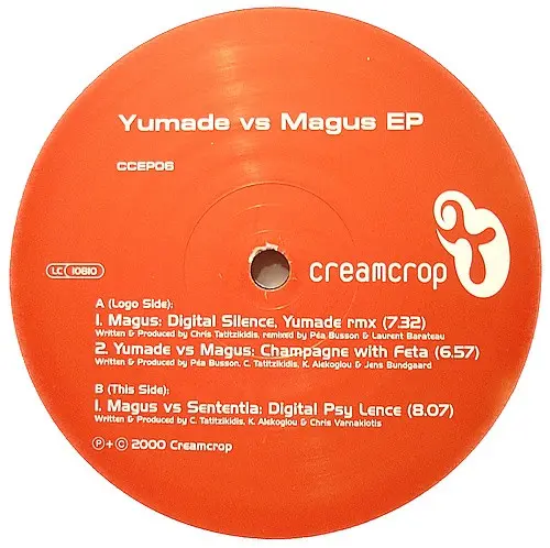 Various - Yumade vs Magus EP, Electronic, Progressive Trance, Psy-Trance, 2001 - Creamcrop Records, Denmark, Vinyl 1x 12", EP