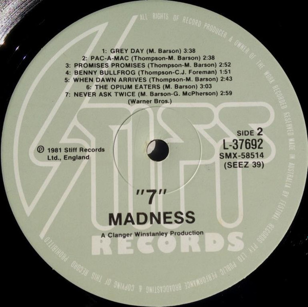 Madness - 7, Rock, Pop Rock, Ska, 1981 - Stiff Records, Australia, Vinyl 1x LP, Album