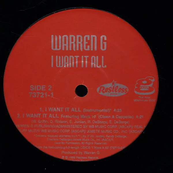 Warren G - I Want It All, Hip Hop, Gangsta, 1999 - G-Funk The New Millennium 2000, Restless Records, US, Vinyl 1x 12", 33 ⅓ R