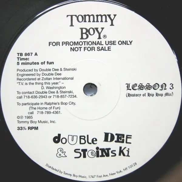 Double Dee & Steinski - Lessons 1 - 3, Electronic, Hip Hop, Cut-up/DJ, Electro, Tommy Boy (2), US, Vinyl 1x 12", Reissue, Uno