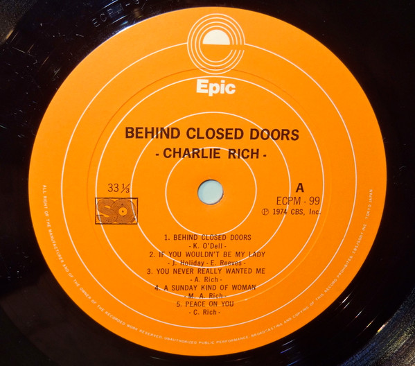 Charlie Rich - Behind Closed Doors - 1974 -Country -Epic -Vinyl 1x LP, Stereo, Quadraphonic