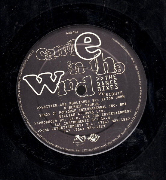 Tribute (6) - Candle In The Wind (The Dance Mixes), Electronic, House, Trance, 1998 - Aureus Records, Warlock Records, US, Vi
