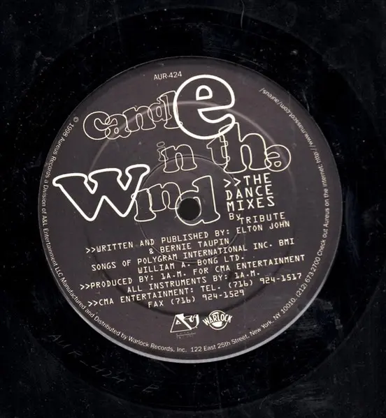 Tribute (6) - Candle In The Wind (The Dance Mixes), Electronic, House, Trance, 1998 - Aureus Records, Warlock Records, US, Vi
