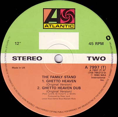 Family Stand, The - Ghetto Heaven, Electronic, Electro, House, Trip Hop, 1990 - Atlantic, UK, Vinyl 1x 12", 45 RPM, Single, S