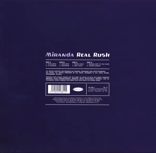 Miranda - Real Rush, Electronic, Goa Trance, 1997 - Distance, France, Vinyl 2x LP, Album