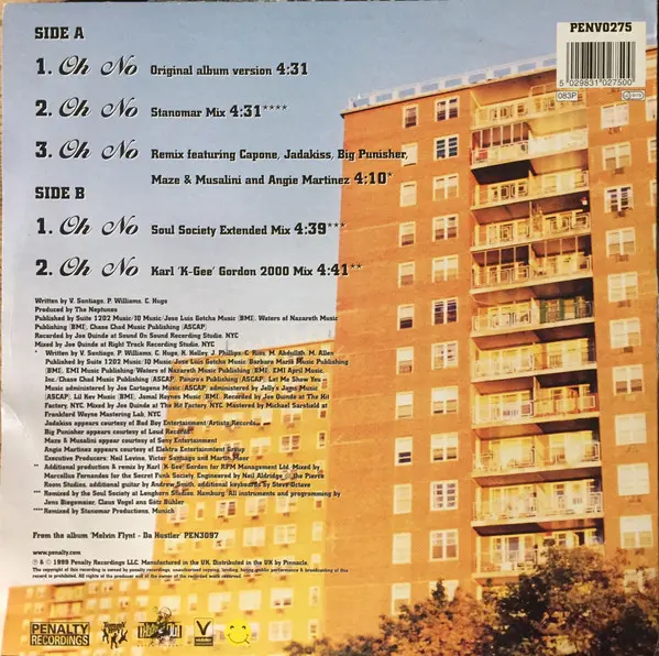 Noreaga - Oh No (Original & Remixes) - 1999 - Gangsta - Penalty Recordings - Vinyl 1x 12"