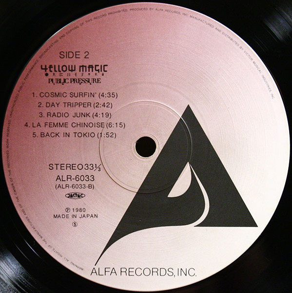 Yellow Magic Orchestra - Public Pressure, Electronic, Electro, Synth-pop, 1980 - Alfa, Japan, Vinyl 1x LP, Repress