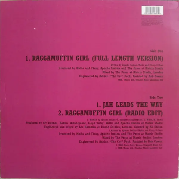 Apache Indian With Frankie Paul - Raggamuffin Girl - 1995 - Dancehall, Ragga - Island Records - Vinyl 1x 12"
