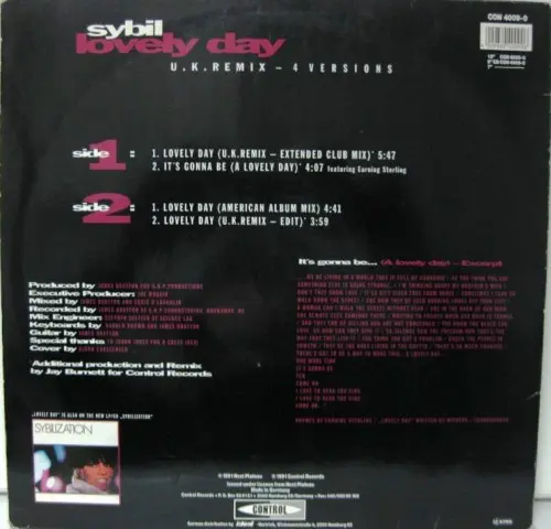 Sybil - Lovely Day, Electronic, Funk / Soul, New Jack Swing, Soul, 1991 - Control, Germany, Vinyl 1x 12", 45 RPM