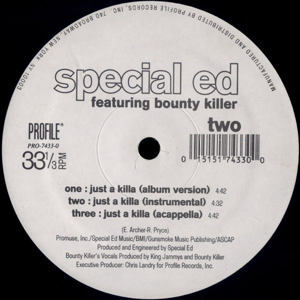 Special Ed - Neva Go Back / Just A Killa, Hip Hop, 1995 - Profile Records, US, Vinyl 1x 12", 33 ⅓ RPM