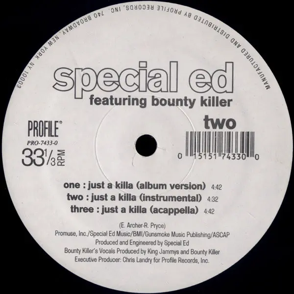 Special Ed - Neva Go Back / Just A Killa, Hip Hop, 1995 - Profile Records, US, Vinyl 1x 12", 33 ⅓ RPM