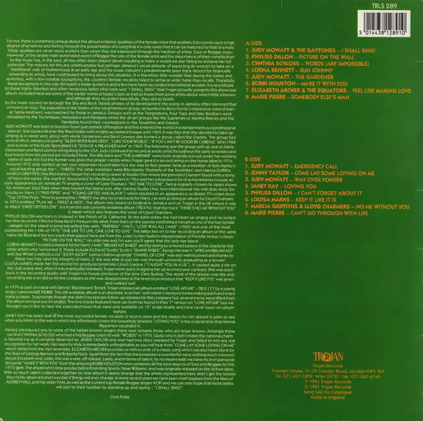 Various - I Shall Sing, Reggae, Lovers Rock, Rocksteady, Ska, 1991 - Trojan Records, UK, Vinyl 1x LP, Compilation