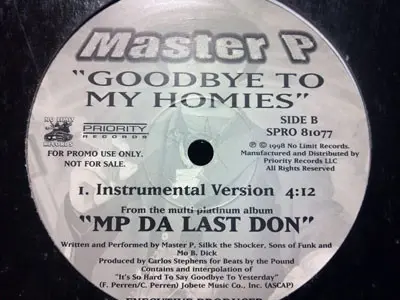 Master P - Goodbye To My Homies, Hip Hop, Gangsta, 1998 - No Limit Records, US, Vinyl 1x 12", Promo