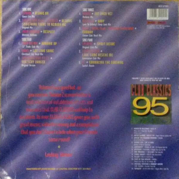 Various - Club Classics 95 Volume 2, Electronic, House, 1995 - Recurrent Records, UK, Vinyl 2x LP, Compilation