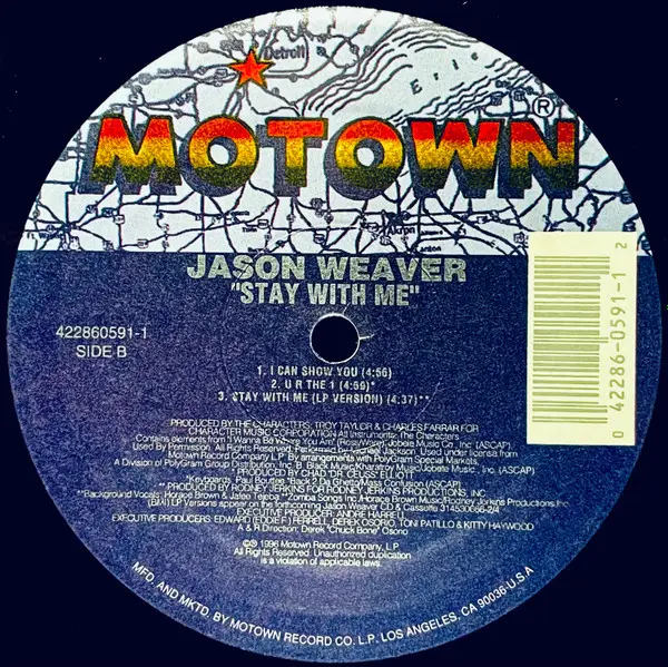 Jason Weaver - Stay With Me, Funk / Soul, Hip Hop, Contemporary R&B, 1996 - Motown, US, Vinyl 1x 12", EP