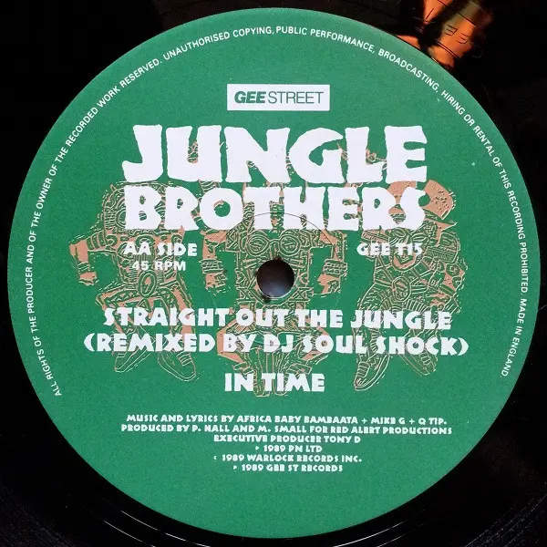 Jungle Brothers - Black Is Black / Straight Out The Jungle (Remixed By DJ Soul Shock) + In Time, Hip Hop, Conscious, 1989 - G