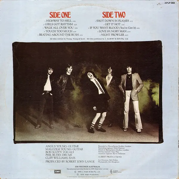 AC/DC - Highway To Hell - 1979 - Blues Rock, Hard Rock - Albert Productions - Vinyl 1x LP, Album, Stereo