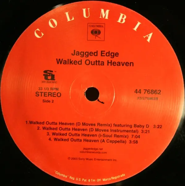 Jagged Edge (2) - Walked Outta Heaven (The Remixes), Electronic, Funk / Soul, Hip Hop, Contemporary R&B, House, 2003 - Columb