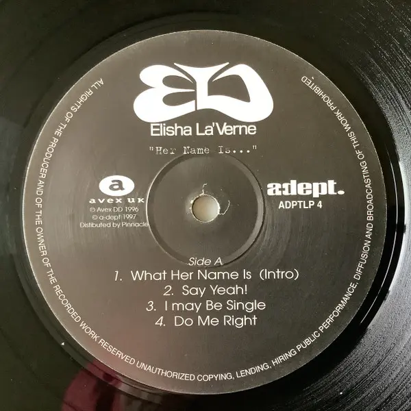 Elisha La'Verne - Her Name Is..., Funk / Soul, Contemporary R&B, Soul, 1997 - Adept, UK, Vinyl 2x LP, Album
