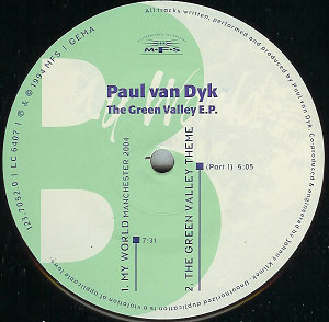 Paul van Dyk - The Green Valley E.P., Electronic, Trance, 1994 - MFS, Germany, Vinyl 1x 12", 33 ⅓ RPM, EP