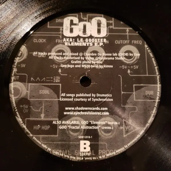 Goo - Elements EP, Hip Hop, 2001 - Shadow Records, US, Vinyl 1x 12"