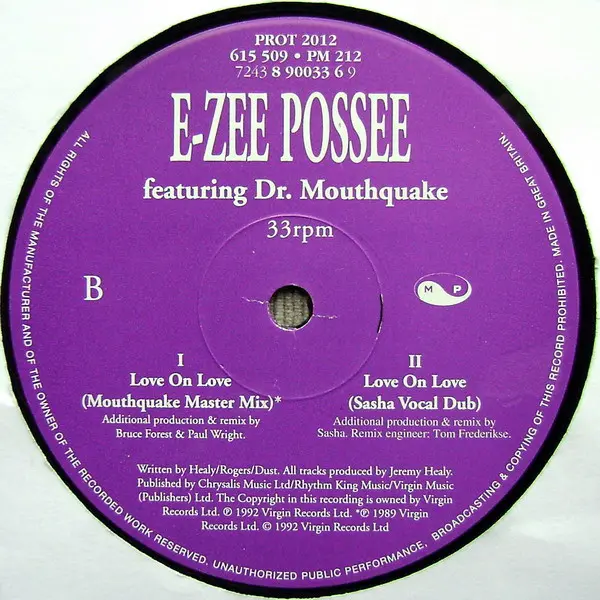E-Zee Possee - Love On Love, Electronic, House, 1992 - More Protein, UK, Vinyl 1x 12", 33 ⅓ RPM