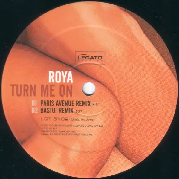Roya - Turn Me On, Electronic, House, 2005 - Legato Records, Belgium, Vinyl 1x 12"