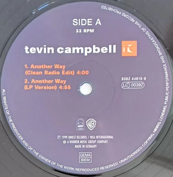 Album cover for Another Way / Never Again by Tevin Campbell