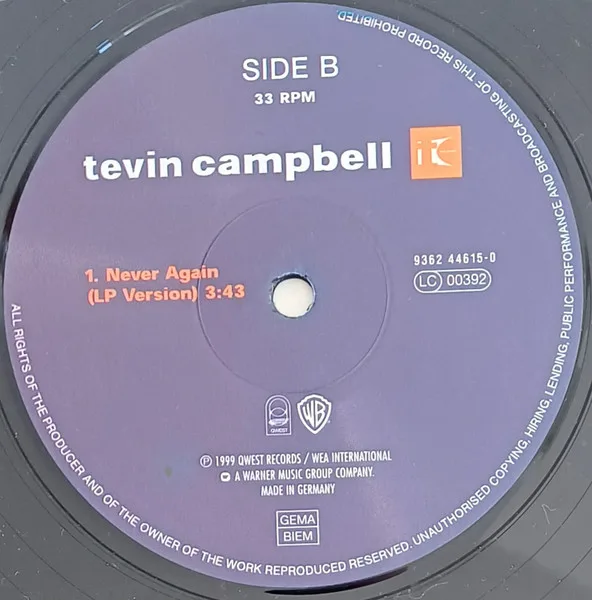 Album cover for Another Way / Never Again by Tevin Campbell
