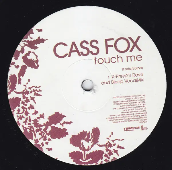 Cassandra Fox - Touch Me, Electronic, House, 2006 - Universal Records, UK, Vinyl 1x 12", 45 RPM