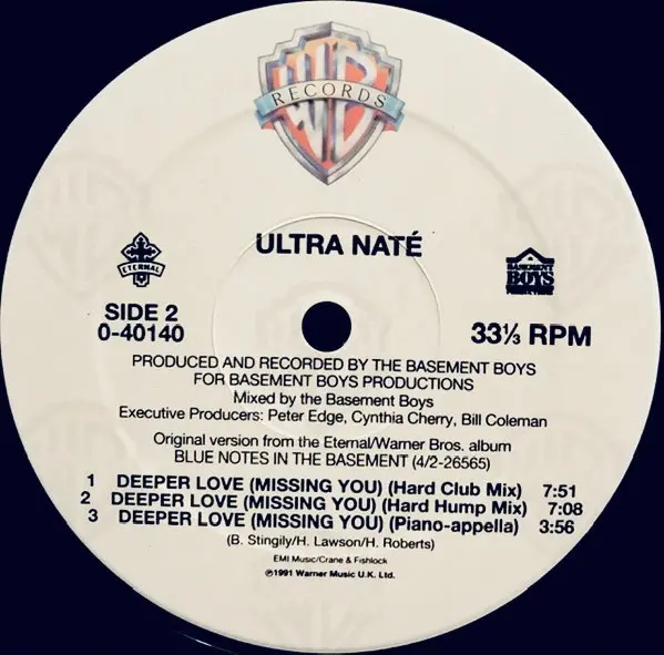 Ultra Naté - Deeper Love (Missing You), Electronic, Deep House, Garage House, House, 1991 - Eternal, Warner Bros. Records, US