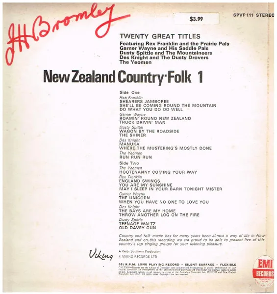 Album cover for New Zealand Country-Folk Volume 1 by Various