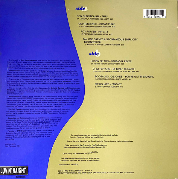 Various - Hip City, Funk / Soul, Jazz, Funk, Jazz-Funk, Soul-Jazz, 1994 - Luv N' Haight, US, Vinyl 1x LP, Compilation