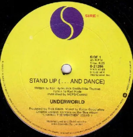 Underworld - Stand Up, Electronic, Electro, Synth-pop, 1989 - Sire, Australia, Vinyl 1x 12", Maxi-Single