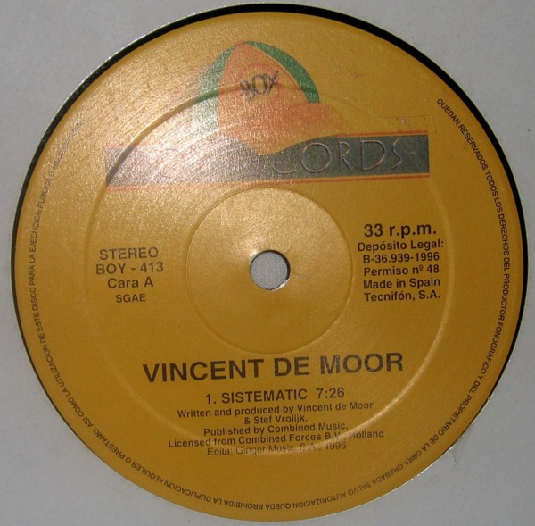 Vincent De Moor - Systematic, Electronic, Trance, 1996 - Boy Records (4), Spain, Vinyl 1x 12"