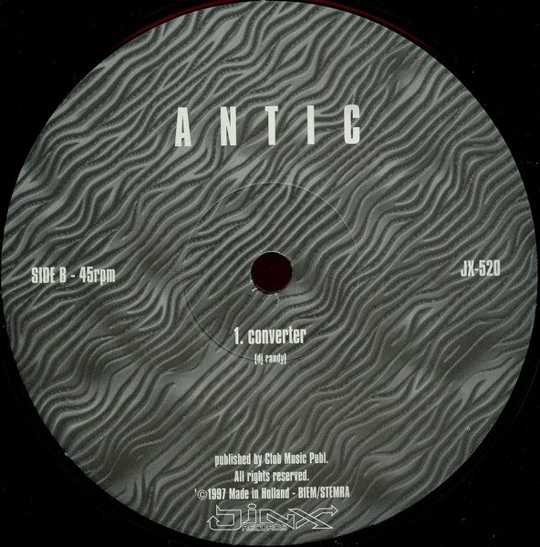 Antic - Pulse / One Nose / Converter, Electronic, Hard Trance, 1996 - Jinx Records, Netherlands, Vinyl 1x 12", 33 ⅓ RPM, 45 R